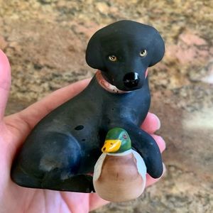 Black Labrador retriever lab puppy dog porcelain figurine Franklin mint Vintage